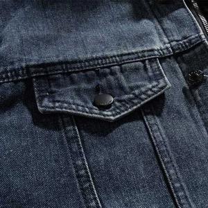 Vêtements pour hommes Vintage Biker Casual Denim Jackets Hooded Fashion Hoodie Streetwear Denim Coats for Male Patchwork - Product Image 3