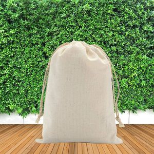 Sacs en coton à cordon écologiques, réutilisables, sacs en tissu DIY pour l'emballage de cadeaux, le rangement de voyage, utilisation en vrac pour les articles de première nécessité - Product Image 6