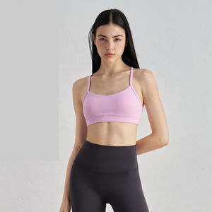 Hauts de yoga d'entraînement sans couture pour femmes gros soutien-gorge de gymnastique push-up dos nu bretelles froissées avant conception respirante pour Yoga Gym - Product Image 2