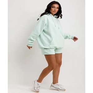 Conjunto de Sudadera con capucha y pantalones cortos informales para mujer, tela transpirable, Ideal para verano, Primavera y actividades diarias - Product Image 4