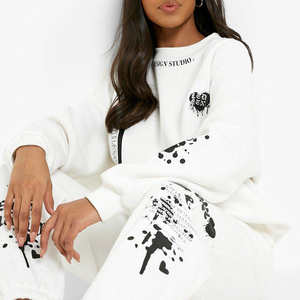 Ensemble de survêtement vintage tendance pour femme, manches longues, 100% coton, streetwear, tenue attrayante pour l'hiver, vente en ligne - Product Image 3