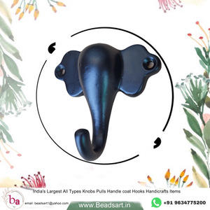 Abrigo de pared de elefante de hierro fundido hecho a mano y ganchos para sombreros colgador de llavero con revestimiento negro - Product Image 2