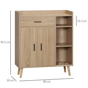 HOMCOM Modern Multipurpose <b>Sideboard</b> with Cabinet and Wooden Drawer 80x30x96.5cm - Product Image 3