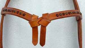 Cabecera ecuestre de cuero de calidad superior con logotipo personalizado, estilo occidental, Futurity Knott diseño elegante, equitación de Carreras de Caballos - Product Image 3