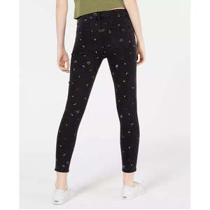 Jeans Skinny Neri a Vita Alta per Ragazzi Tinseltown, Taglia XL, Stampa Floreale, Denim Traspirante, Stile Casual Dritto con Ricami - Product Image 2