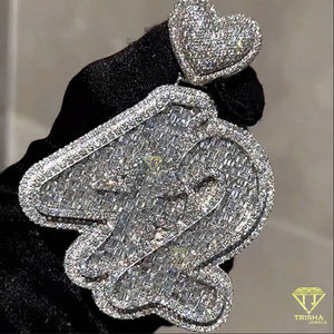 Pendentif Chaîne Hip Hop Bling en Argent Sterling 925 Plaqué Or Blanc Fin avec Moissanite Micro-Pavée, Breloques Bijoux Cadeau - Product Image 5