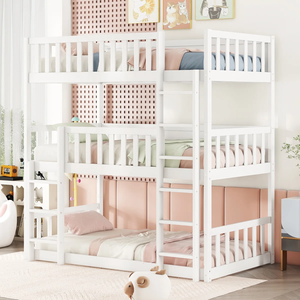 Lineage Corporation Convertible Full Over Full Bunter Bed Twin Trundle Escalera de madera de goma maciza Guardrails para dormitorio infantil - Product Image 1