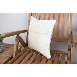 Rústico Primitivo 14x14 pulgadas Alfombra de lana beige con diseño de almohada de patrón vintage tejido - Product Image 3