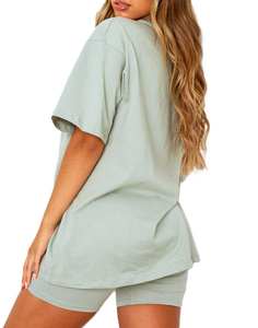 2025 femmes été court ensemble pour dames décontracté 2 pièces ensemble femmes coton surdimensionné chemise et short deux pièces ensemble - Product Image 4