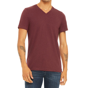 Camiseta informal personalizada con cuello en V para hombre, camisetas de algodón 100% transpirables de algodón pesado de alta calidad para hombre - Product Image 1