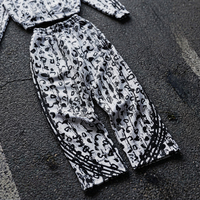 Ensemble de survêtement vintage imprimé abstrait personnalisé, pantalon de jogging ample, tenue deux pièces unisexe surdimensionnée, sweat à capuche demi-zip