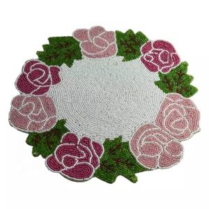High Standard Colored Glass Beaded Fancy Design <b>Table</b> Mat <b>Placemats</b> Unique Trending Round Shape Embroidery Household <b>Placemats</b> - Product Image 2