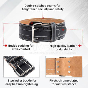 เข็มขัดยกน้ำหนักหนังคุณภาพสูง ทนทาน เหมาะสำหรับการฝึกความแข็งแรงและการใช้งานในยิม - Product Image 4