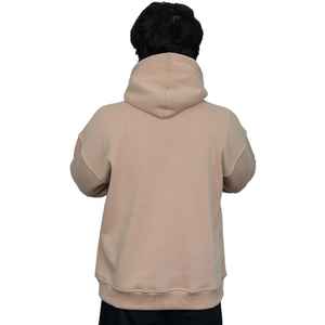 Sudadera con capucha de algodón 400 de 100% G para hombre, ropa de calle de lana de peso pesado, sudadera Beige de moda informal con bordado de logotipo personalizado - Product Image 3