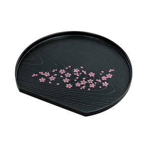 Vente en gros Plateau de service en plastique demi-cercle avec motif de fleurs de cerisier pour la maison ou le restaurant Cuisine Vaisselle de service - Product Image 1