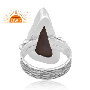 Dernières tendances Bague empilable en argent sterling oxydé Labradorite brute naturelle Bague empilable Fabricant de bijoux personnalisé - Product Image 4