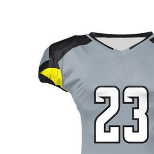 American Football Uniform Set Grey Black Yellow <b>Padded</b> Pants and Jersey with Number Custom Team Wear - Product Image 5