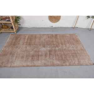 Alfombra ecológica de lana turca Vintage marrón moderna, área rectangular grande, patrón de retazos, respaldo de látex, comedor, 3,6x6,7 pies - Product Image 3