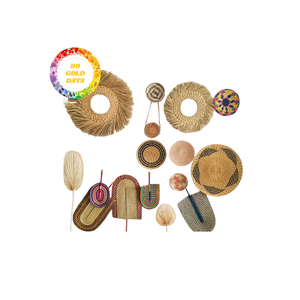 Plateau rond en rotin panier suspendu plaque murale en jonc de mer faite à la main pièce décorative Boho pour la maison, le café ou la galerie d'art - Product Image 6