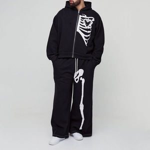 Gran oferta, chándal de algodón ajustado personalizado para hombre con capucha con estampado de hojaldre y diseño de patrón sólido para invierno - Product Image 1