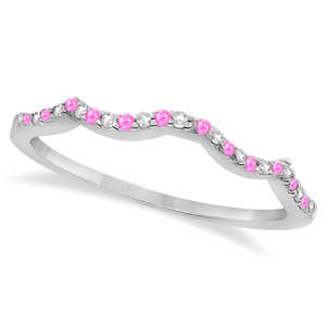 Ensemble de mariage Infinity Style 1,29 ct en or blanc 14 carats avec saphir rose et diamant pour les fêtes et les cadeaux - Product Image 2