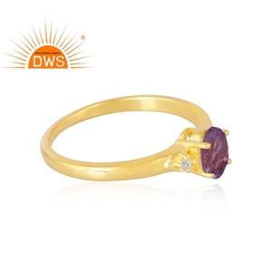 Venta caliente 925 plata esterlina 18K chapado en oro Natural Cz y alejandrita anillo de piedras preciosas Demi joyería fina para mujer regalo para ella - Product Image 4