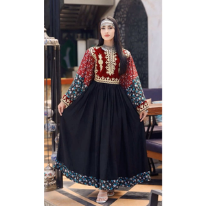 Robes pour femmes afghanes Kuchi produites dans la culture afghane 100% Polyester Vintage Appliques Broderie Modeste Nouveau Style - Product Image 6