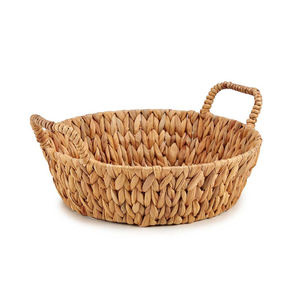 Plateau de service rond en jacinthe d'eau de conception rustique avec poignées plateau Boho polyvalent pour Table à manger et décoration de la maison - Product Image 1