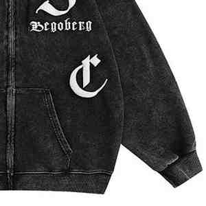 2025 Women's <b>Gothic</b> Zip-Up <b>Hoodie</b> Vintage Washed Streetwear with Letter Print Embroidered Logo Street Style Enthusiasts - Product Image 6