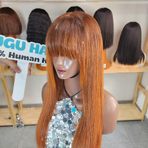 Peluca de Cabello Humano Natural de 20 Pulgadas, Estilo Ombre Marrón, Sin Pegamento, de Lujo Vietnamita 100%, Personalizable, para Mujeres Negras - Product Image 3