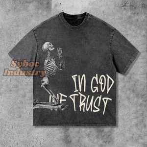 T-shirt lavé de flocon de neige pour les hommes poids lourd 320 GSM coton biologique surdimensionné lavé t-shirt pour l'été - Product Image 3