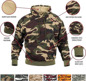 Sudadera con Capucha de Algodón 100%, Suave, Cálida, con Estampado de Camuflaje, Cómoda, Transpirable, Informal, para Invierno - Product Image 4