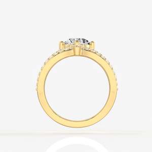 Portuguese Cut Lab Grown Diamond <b>Cocktail</b> <b>Ring</b> with 14K <b>Gold</b> Inlay Vintage Style Stainless Steel Fashion <b>Ring</b> for Parties - Product Image 4