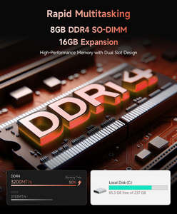 Portátil de 14 Pulgadas, Intel Quad Core, 8GB de RAM, 256GB de SSD Expandible a 1TB, Frecuencia de Actualización de 144Hz, Windows 10, Enchufe Estadounidense, Inglés, Mini PC Portátil - Product Image 2