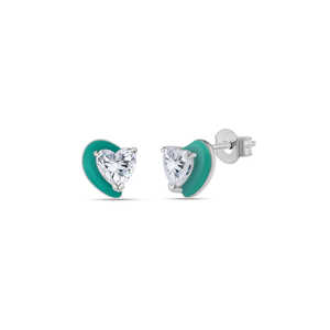 Boucles d'oreilles mode coeur vert pour femme - Product Image 5