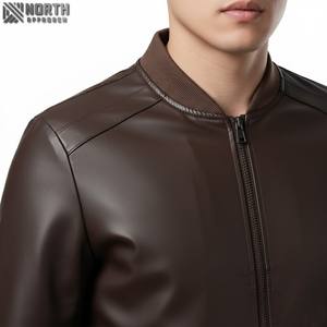 Chaquetas de cuero de talla grande de alta calidad para hombre, venta al por mayor, chaqueta de corredor con mangas bordadas, chaqueta Bomber personalizada - Product Image 4