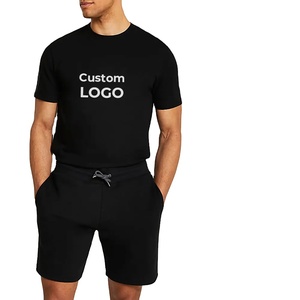 Conjunto de Dos Piezas de Camiseta y Pantalones Cortos de Algodón Casual de Alta Calidad para Hombre, con Diseño Bordado e Impresión de Logotipo Personalizado - Product Image 1