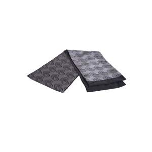 Chal negro estampado Jacquard tejido elegante lana bufanda de doble cara en gris - Product Image 3