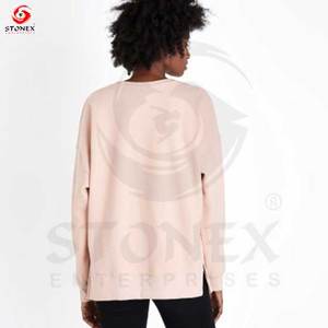 เสื้อสเวตเตอร์คอกลมแขนยาวผ่าข้างมีฮู้ดสำหรับผู้หญิงเสื้อสเวตเตอร์คอกลมผ่าข้างแบบลำลองทรงสตรีทไซส์ใหญ่พิเศษ - Product Image 3