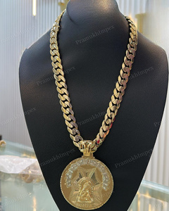 Di alta qualità Designer personalizzato argento Sterling con oro placcato ciondolo per gli uomini Hip Hop ghiacciato <span class=keywords><strong>Santa</strong></span> <span class=keywords><strong>Barbara</strong></span> ciondolo catena collana - Product Image 1