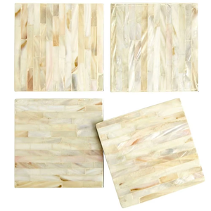 Ensemble de 4 sous-verres carrés en nacre emballés en vrac sous-verre à dos en métal de conception vierge pour la maison et les événements - Product Image 4