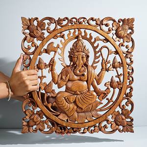 ศิลปะการปรับแต่งไม้ตกแต่งผนังศิลปะทำจากไม้แกะสลักด้วยมือทำจากไม้สไตล์อิสลามแผงโล่ประกาศเกียรติคุณศิลปะ - Product Image 3