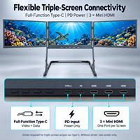 Moniteur triple écran 15,6 pouces 1080P FHD IPS 100% SRGB pliable avec USB-C et Mini USB pour les entreprises