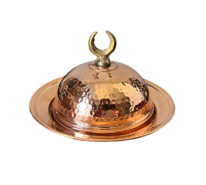 Plat de service rond en cuivre martelé avec bouton bol de vaisselle de qualité supérieure pour cuisine à manger utilisation de présentation des aliments Dessert aux fruits - Product Image 1