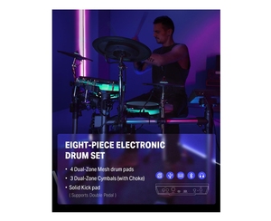 Batería Electrónica BackBeat de Alta Calidad, Nueva, con Pantalla Táctil de 7 Pulgadas de Alta Tecnología y 1126 Sonidos, Asientos para Batería DT-150 - Product Image 6