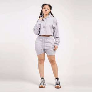 ชุดเสื้อฮู้ดกระโปรงมีซิปมีฮู้ดแฟชั่นวินเทจแบบลำลองมีกระเป๋าโลโก้ออกแบบได้ตามต้องการ - Product Image 3