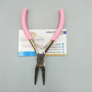 Alicates para extensiones de cabello de superficie plana de acero inoxidable con mango de agarre dorado y rosa - Product Image 2