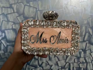 Sac à main de luxe pour femmes avec embrayage en résine strass de haut profil Style de mode par crescent crafts - Product Image 2