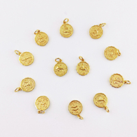 Verseau zodiaque forme ronde 11mm taille simple boucle Double face signe plaqué or métal charme pendentifs zodiaque astrologique charme