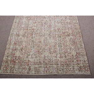 พรมขนาด 4.4x7.8 ฟุต, พรมตุรกีโบราณ, พรมลายอิคัตสีเบจ - Product Image 5